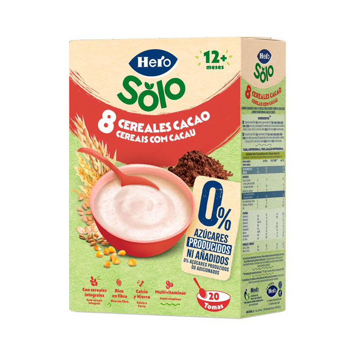 Hero Solo Papilla 8 Cereales Cacao 340g