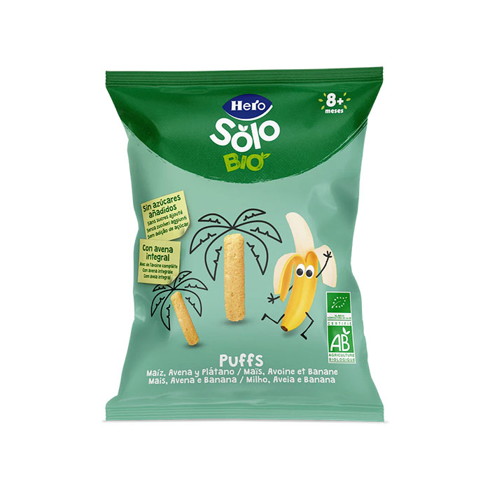 Hero Solo Snack Puffs Maíz Avena y Plátano 25g
