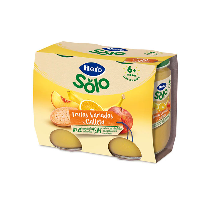 Hero Solo Tarrito Frutas Variadas y Galleta Duplo 190g + 190g