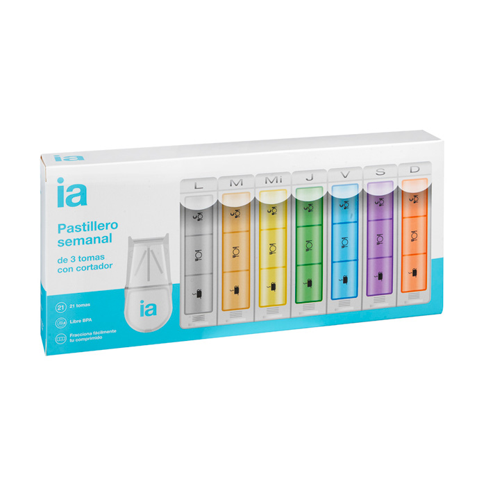 Interapothek Pastillero Semanal 3 Tomas con Cortador