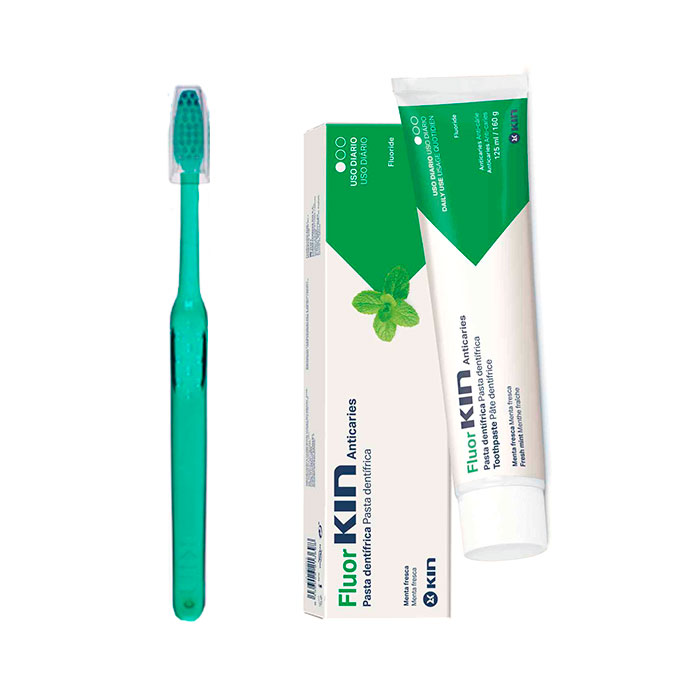Kin Fluor Anticaries Pasta Dentífrica Menta Fresca 125ml + Cepillo Dental Medio