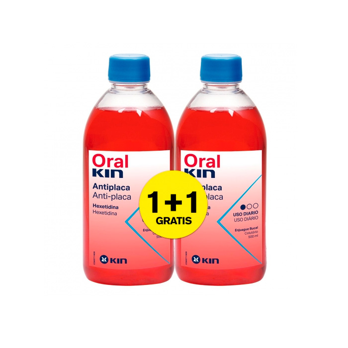 Kin Oral Enjuague Bucal Antiplaca Duplo 500ml + 500ml
