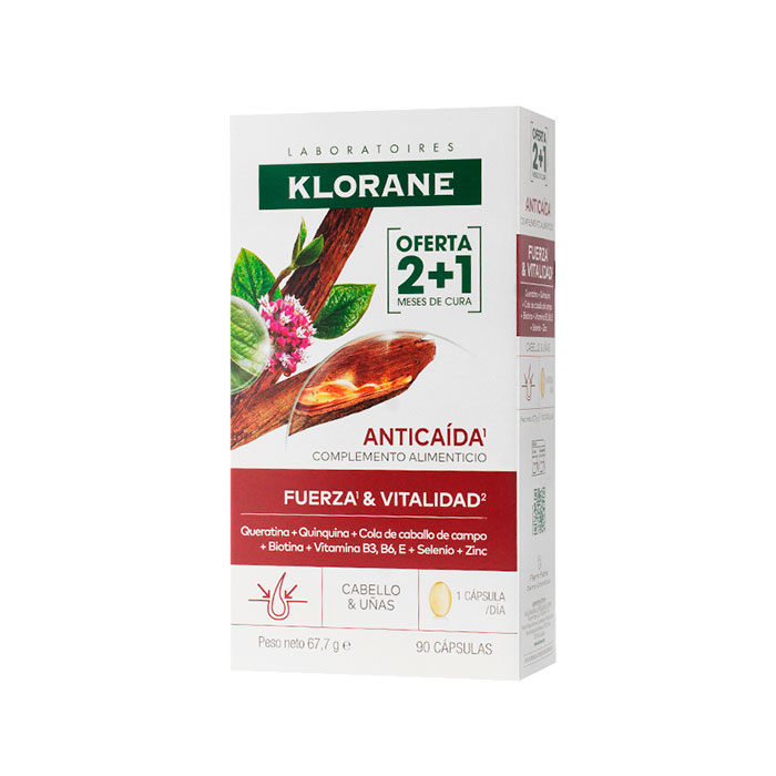 Klorane Anticaída Fuerza y Vitalidad Cabello y Uñas 90 Cápsulas
