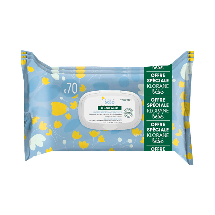 Klorane Bébé Toallitas Corporales Suaves 3x70 Unidades