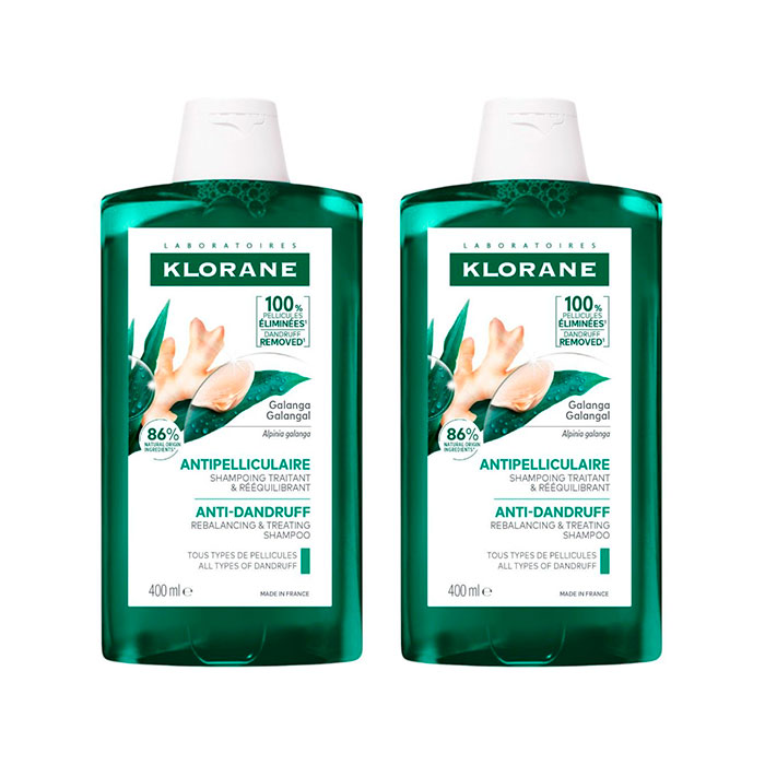 Klorane Champú Anticaspa Tratante Reequilibrante Galanga Duplo 400ml + 400ml