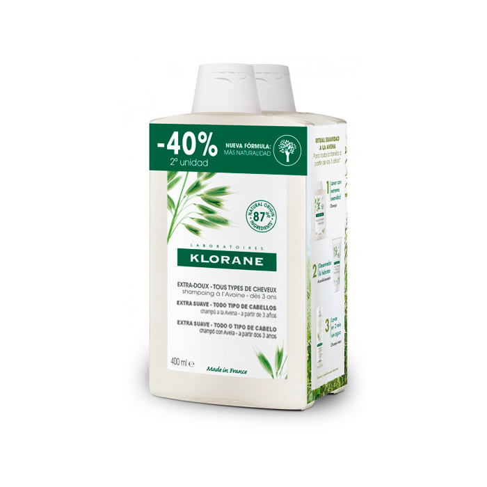 Klorane Champú Leche de Avena Duplo 400ml+400ml