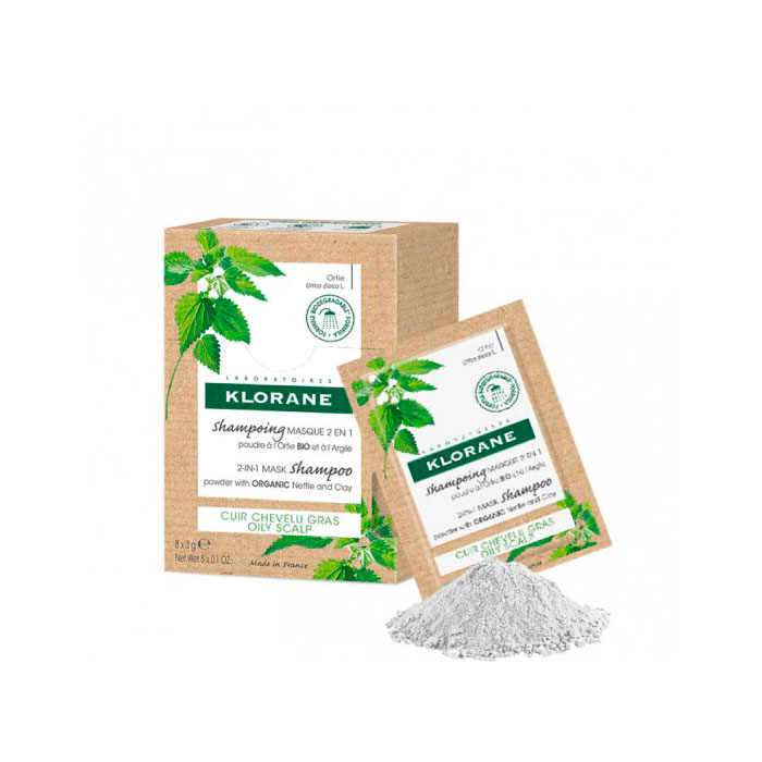 Klorane Champú Mascarilla Polvo Ortiga y Arcilla 8 Sobres