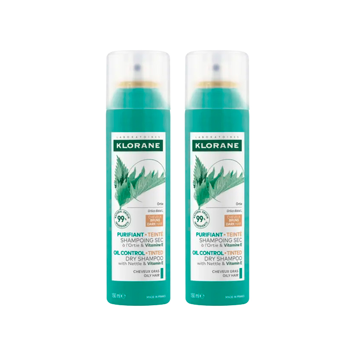 Klorane Champú Seco con Ortiga y Vitamina E con Color Duplo 150ml + 150ml
