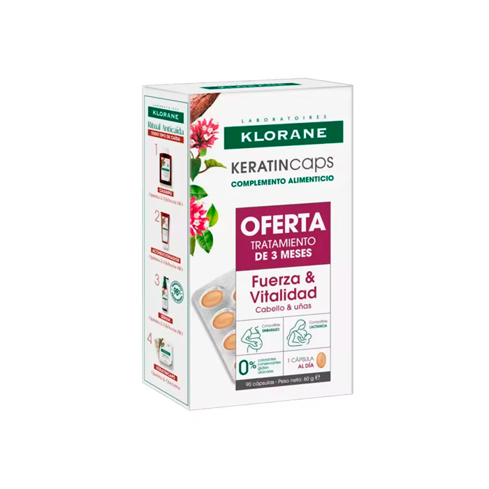 Klorane Tratamiento Fuerza y Vitalidad Cabello y Uñas 90 Cápsulas