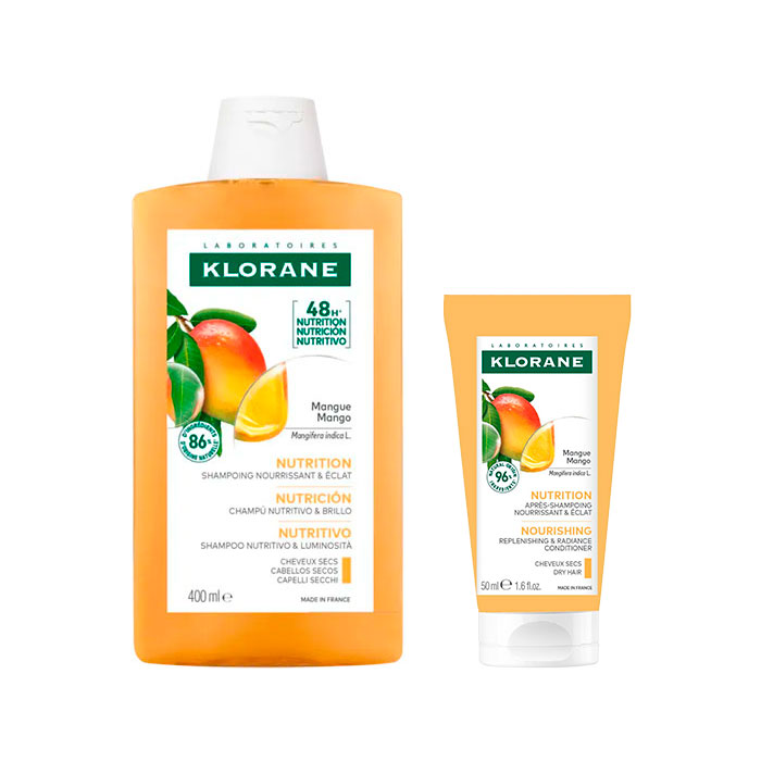 Klorane Pack Ritual Nutrición Champú Nutritivo Mango 400ml + Acondicionador Nutritivo Mango 50ml