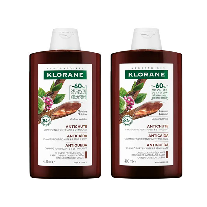 Klorane Quinina Champú Anticaída Fortificante & Estimulante Duplo 400ml + 400ml
