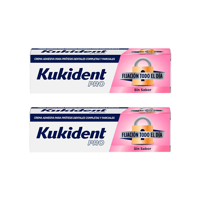 Kukident Pro Fijación Todo El Día Sin Sabor Duplo 47g + 47g