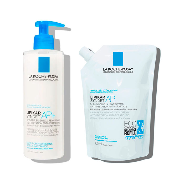 La Roche Posay Pack Limpieza Relipidizante Antipicor Lipikar Syndet Ap+ 400 ml + Ecorecarga 400ml
