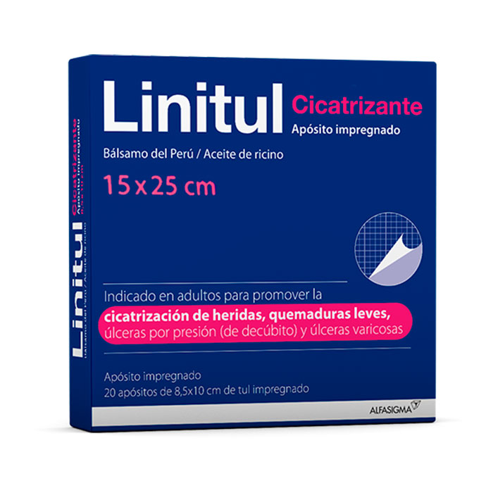Linitul Cicatrizante Apósito Impregnado 15x25 Cm 20 Apósitos