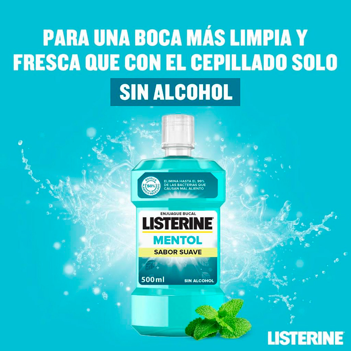 Listerine Mentol Sabor Suave Enjuague Bucal 750ml