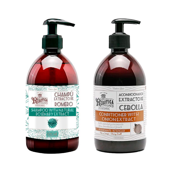 Mi Rebotica Pack Champú Original con Extracto de Romero 500ml + Acondicionador Desenredante con Extracto de Cebolla 500ml