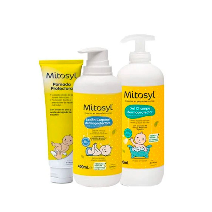 Mitosyl Pomada Protectora 65g + Loción Corporal 400ml + Gel Champú 490ml