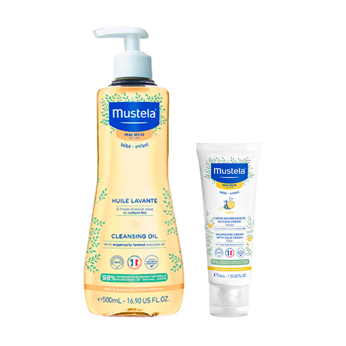 Mustela Pack Aceite de Baño y Ducha Piel Seca 500ml + Crema Facial Nutritiva Cold Cream 40ml