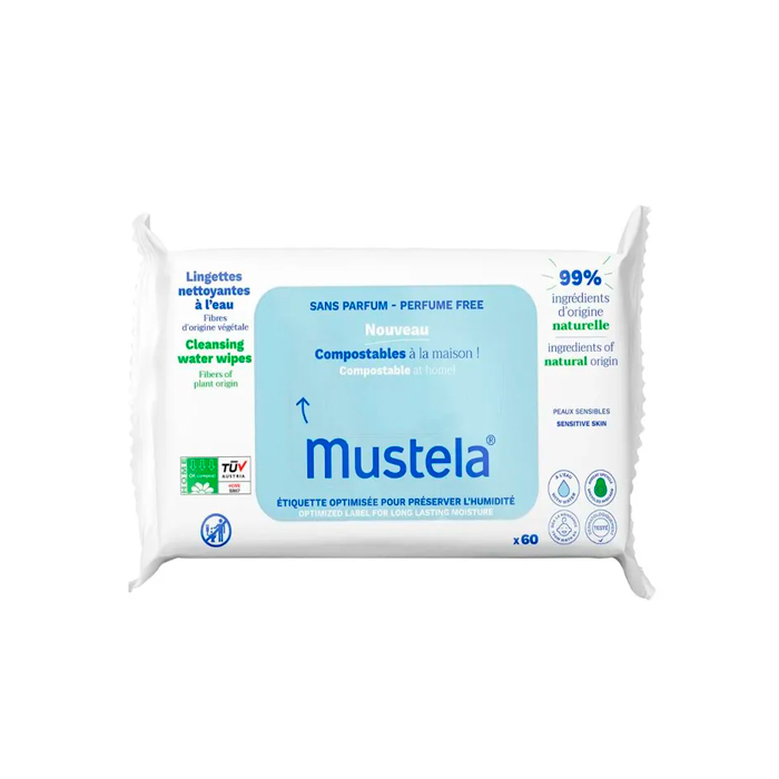 Mustela Toallitas al Agua de Algodón Bio 60 Unidades