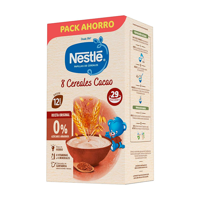 Nestlé Papilla 8 Cereales con Cacao 725g