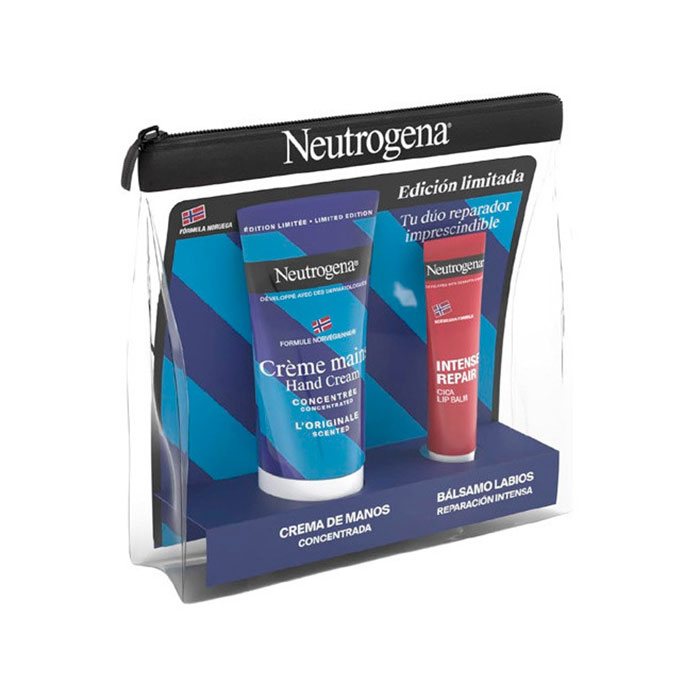 Neutrogena Pack Neceser Crema de Manos Concentrada con Perfume 75ml + Bálsamo Labial Cica Reparación Intensa 15ml