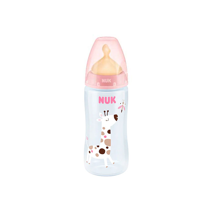 Nuk Biberón Fc+ Pp Látex con Control de Temperatura 0-6m Rosa Jirafa 300ml