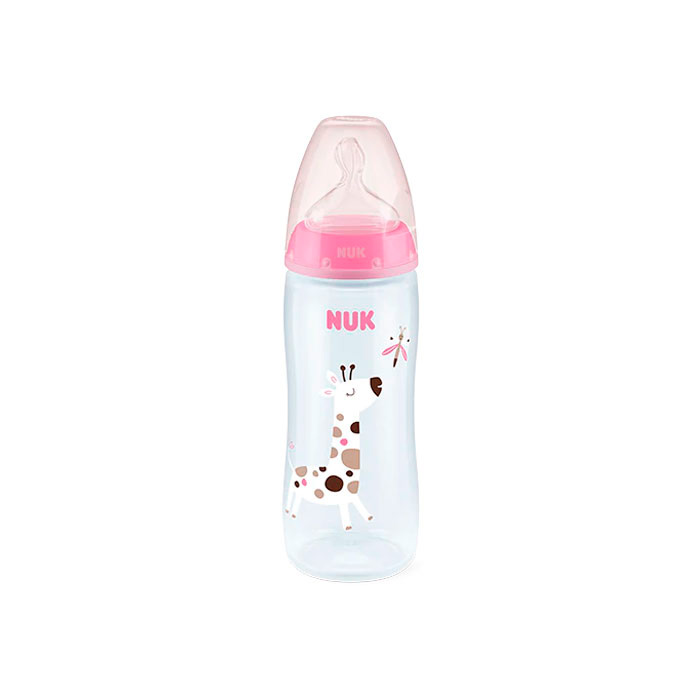 Nuk Biberón Fc+ Pp Silicona con Control de Temperatura 0-6m Rosa Jirafa 300ml