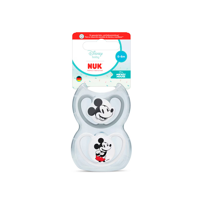 Nuk Pack Chupetes Perfect Match Air Mickey & Minnie Gris y Blanco 0-6m