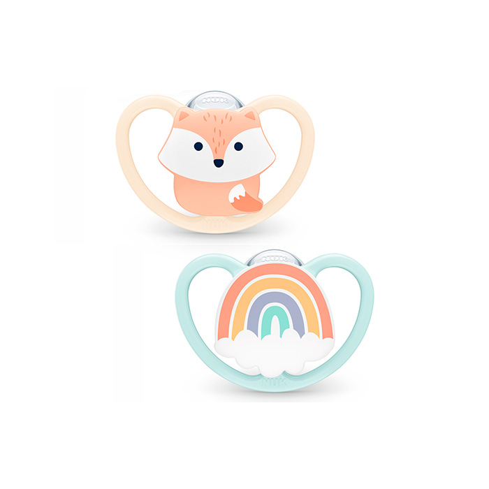 Nuk Pack Chupetes Space Silicona Lobo Arcoiris 0-6m