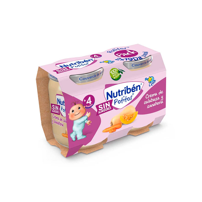 Nutribén Potitos Crema de Calabaza y Zanahoria Duplo 190g+190g