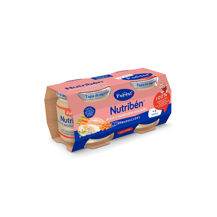 Nutribén Potitos Introducción Arroz y Zanahorias con Pollo Duplo 120g + 120g