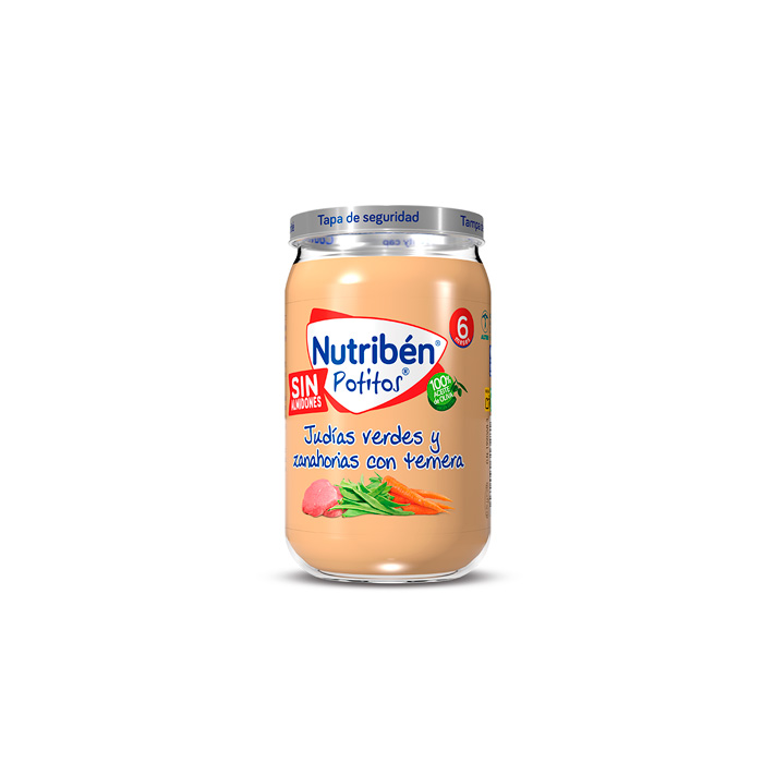 Nutribén Potitos Judías Verdes y Zanahorias con Ternera Sin Almidones 235g