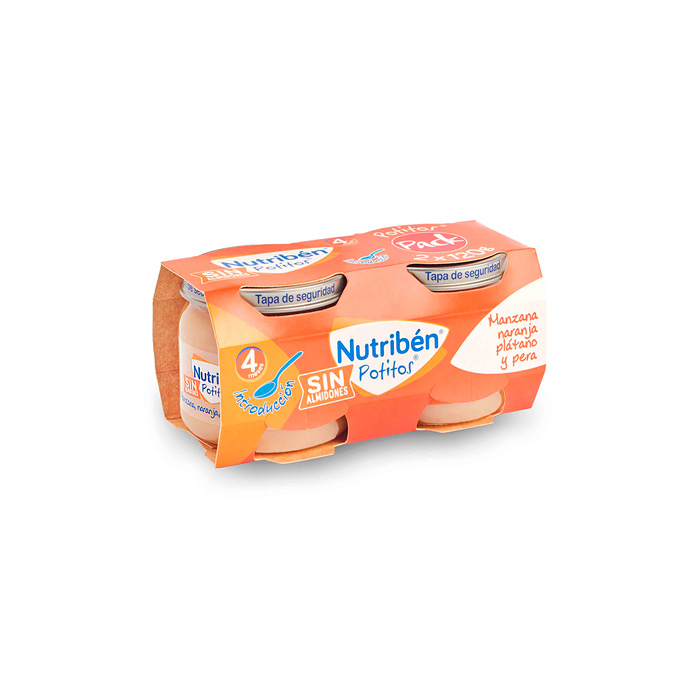 Nutribén Potitos Potito Manzana, Naranja, Plátano y Pera Duplo 120g + 120g