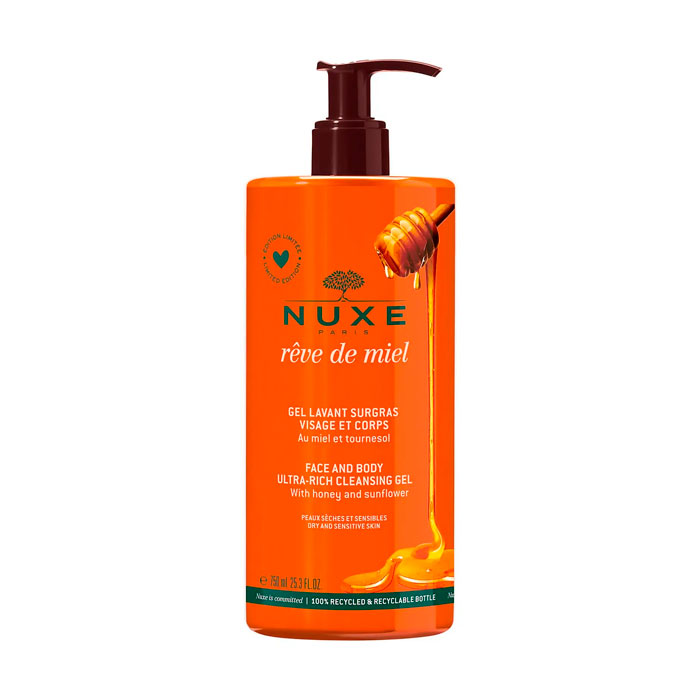 Nuxe Reve de Miel Gel Limpiador Dermatológico Rostro y Cuerpo 750ml