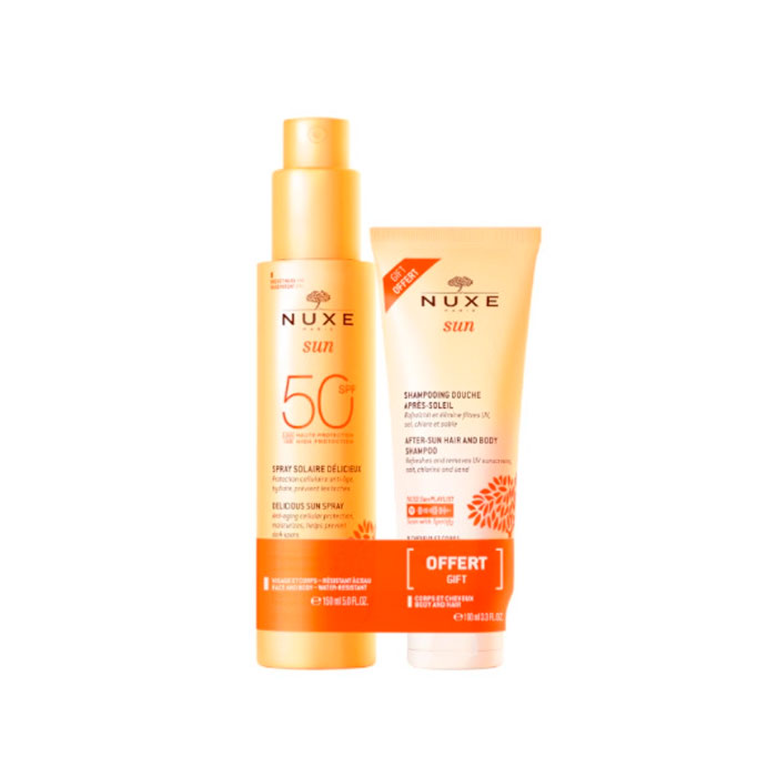 Nuxe Sun Pack Spray Solar Delicioso Spf50 150ml + Champú y Gel de Ducha After-sun 100ml