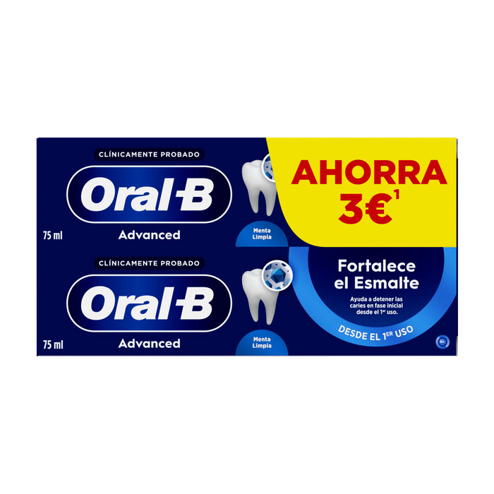 Oral-b Pasta Dentífrica Advanced Fortalece El Esmalte Duplo 75ml + 75ml