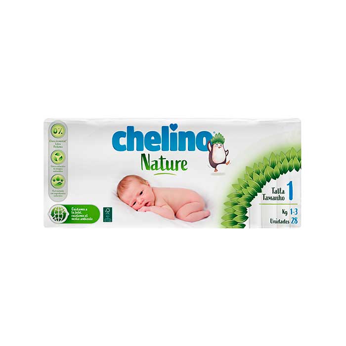 Pañal Chelino Nature Talla 1 (1-3 Kg) 28 Unidades