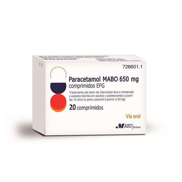 Paracetamol Mabo 650 mg 20 Comprimidos