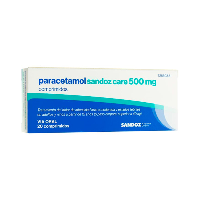 Paracetamol Sandoz Care 500 mg 20 Comprimidos