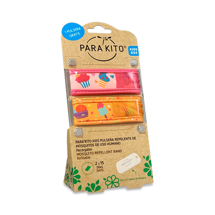 Parakito Kids Pack Pulsera Repelente de Mosquitos Rosa y Naranja