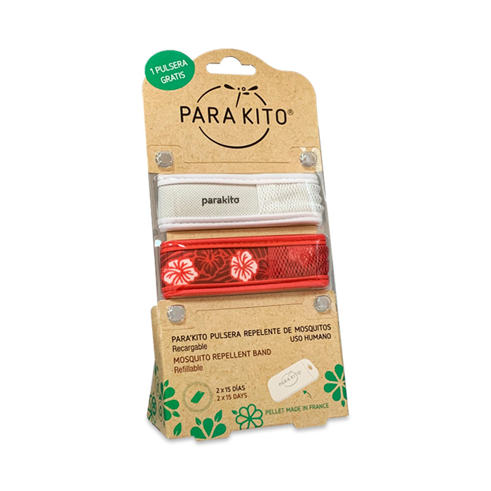 Parakito Pack Pulsera Repelente de Mosquitos Blanca y Roja
