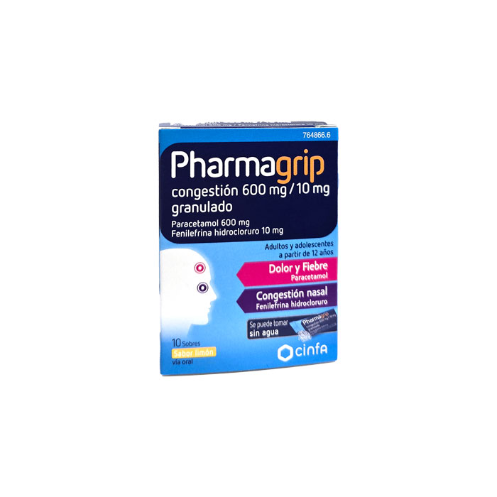 Pharmagrip Congestión 600mg/10mg 10 Sobres Sabor Limón