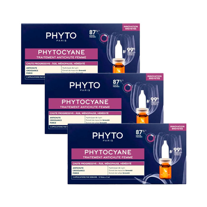 Phytocyane Pack 2+1 Tratamiento Anticaída Mujer Caída Progresiva 3x12 Ampollas