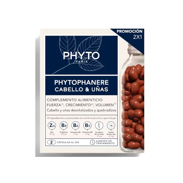 Phytophanere Fuerza y Volumen Cabello y Uñas Duplo 120 + 120 Cápsulas