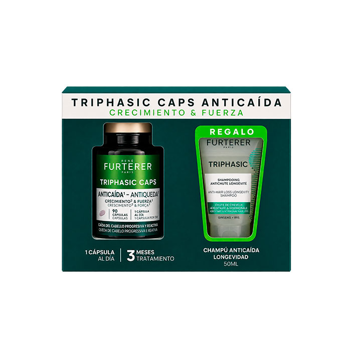 René Furterer Pack Triphasic Cápsulas Anticaída 90 Cápsulas + Champú Anticaída Longevité 50ml