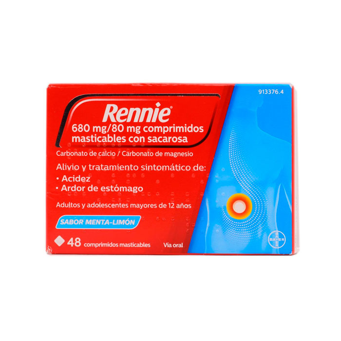 Rennie con Sacarosa 48 Cmp Menta-limon