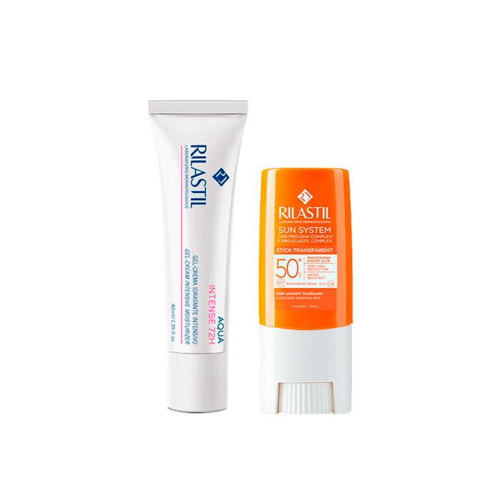 Rilastil Aqua Intense 72h Crema 40ml + Sun System Stick Transparente Spf50+ 8,5g