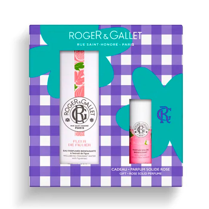 Roger & Gallet Cofre Bienestar Agua Perfumada Fleur de Figuier 100ml + Perfume Sólido Rose 5g