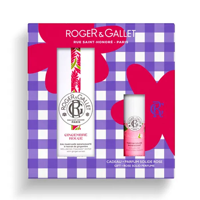 Roger & Gallet Cofre Bienestar Agua Perfumada Gingembre Rouge 100ml + Perfume Sólido Rose 5g