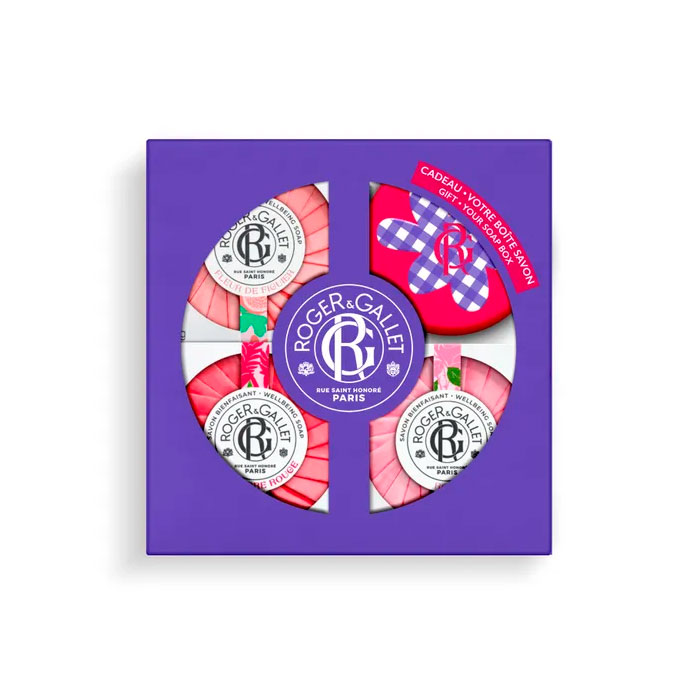 Roger & Gallet Cofre Jabón Redondo Bienestar Gingembre Rouge 100g + Fleur de Figuier 100g + Rose 100g